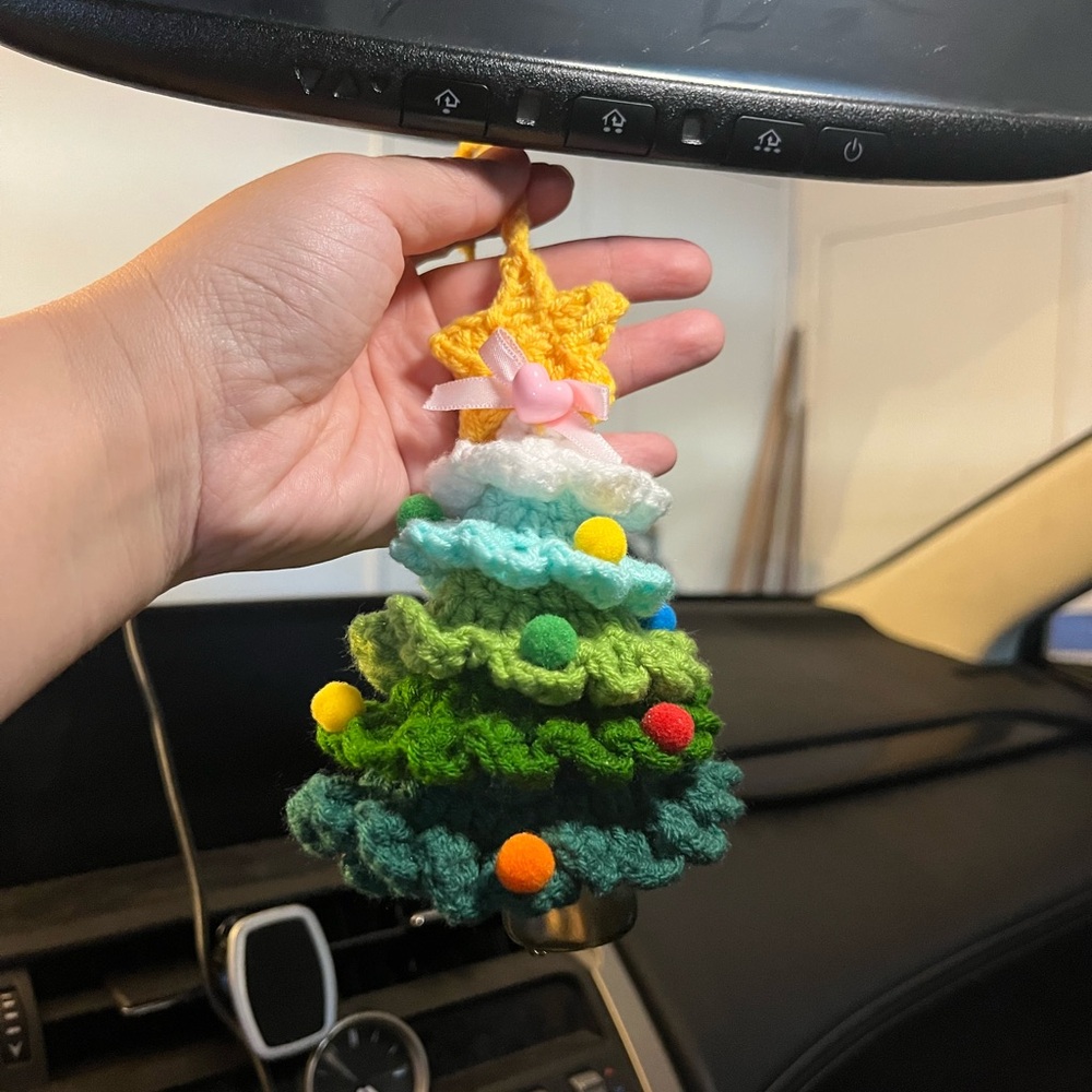 Handmade Crochet Christmas Tree Ornament Size L Green